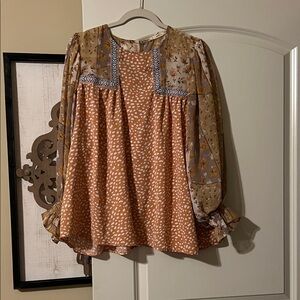 Entro Floral Patchwork Blouse in Yellow and Cream